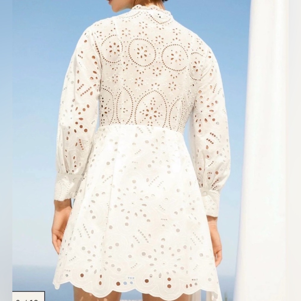 Charo Ruiz Ibiza White Eyelet Mini Dress NWT Size L